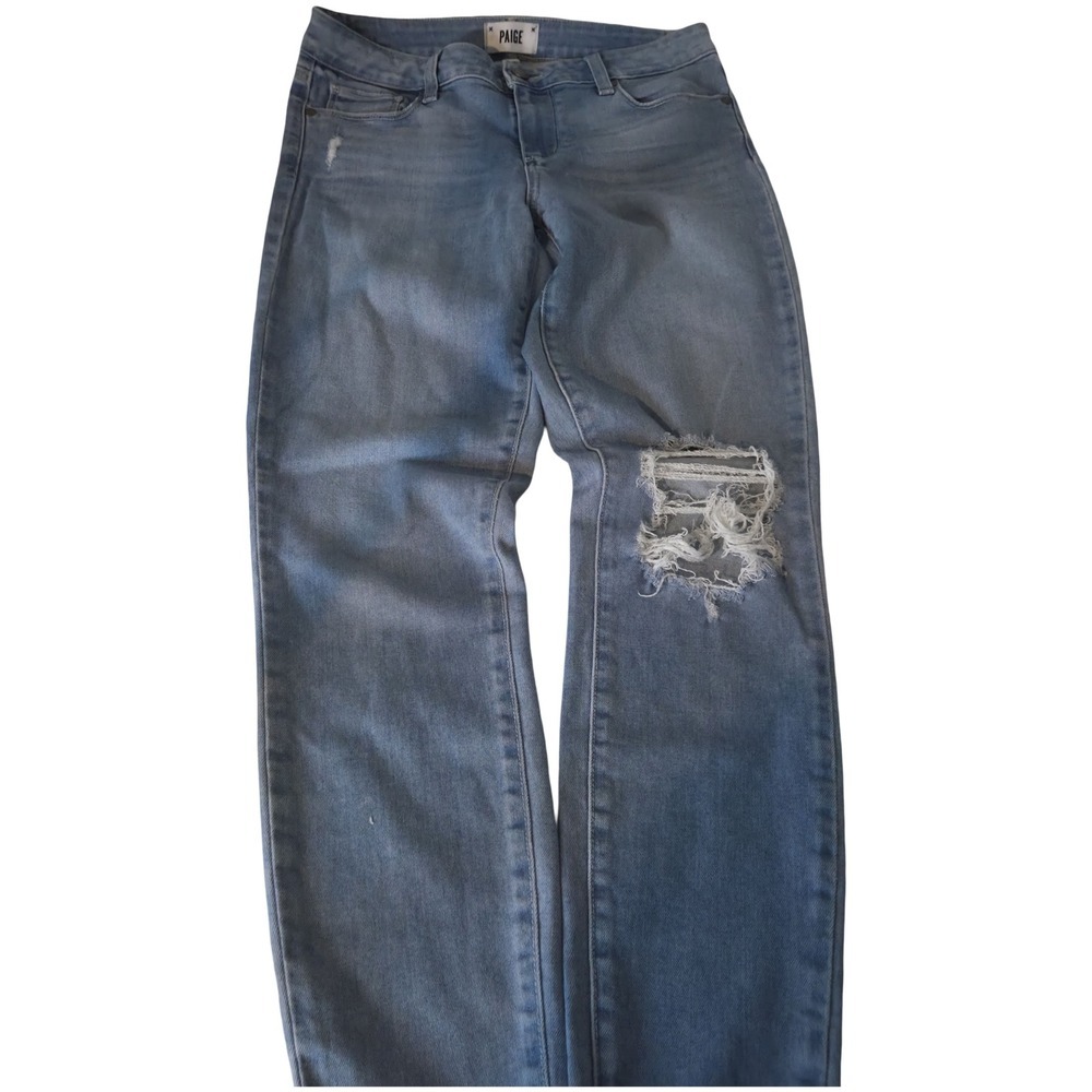Paige Verdugo Ankle Skinny Jeans Women 29 Light Wash Distressed‎ Raw Hem